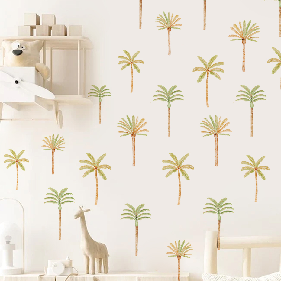 Baby Nursery Vinyl Wall Stickers - Boho hindistan cevizi palmiye ağacı duvar