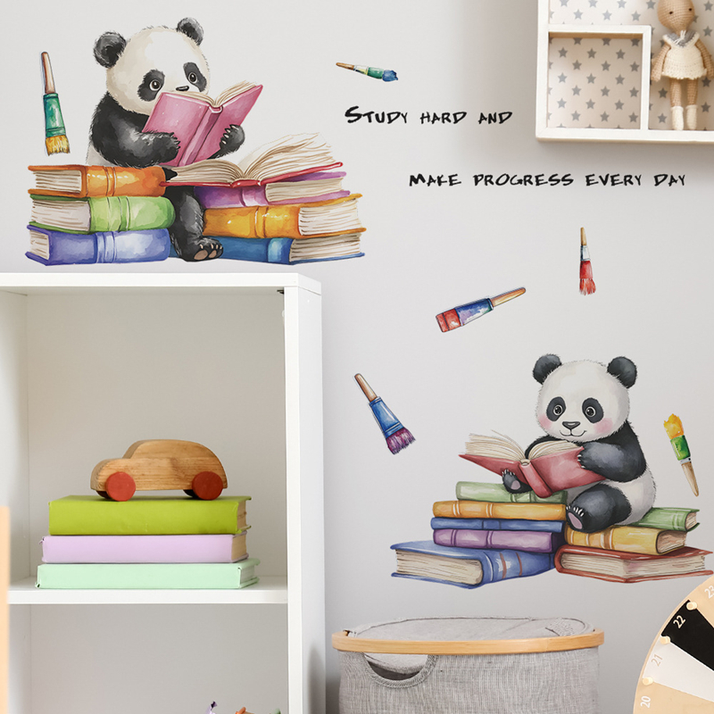 Baby Nursery Vinyl Wall Stickers - Sevimli Bebek Panda 3D Vinil Duvar