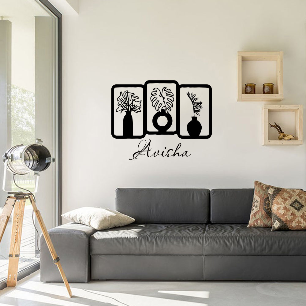 Wall Decal Nursery - 1 adet sevimli vazo özelleştirilebilir metin