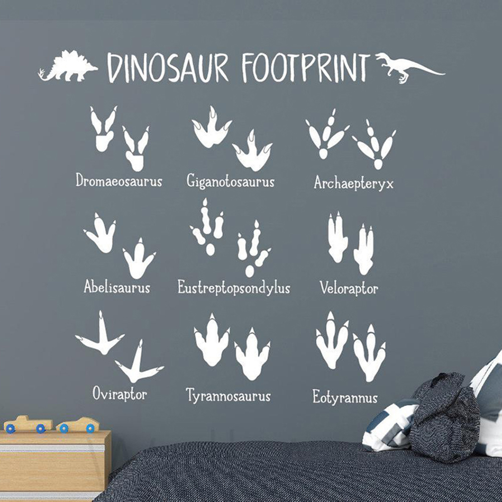 Baby Nursery Vinyl Wall Stickers - Karikatür Dinozor Ayak Izi Pençe Duvar