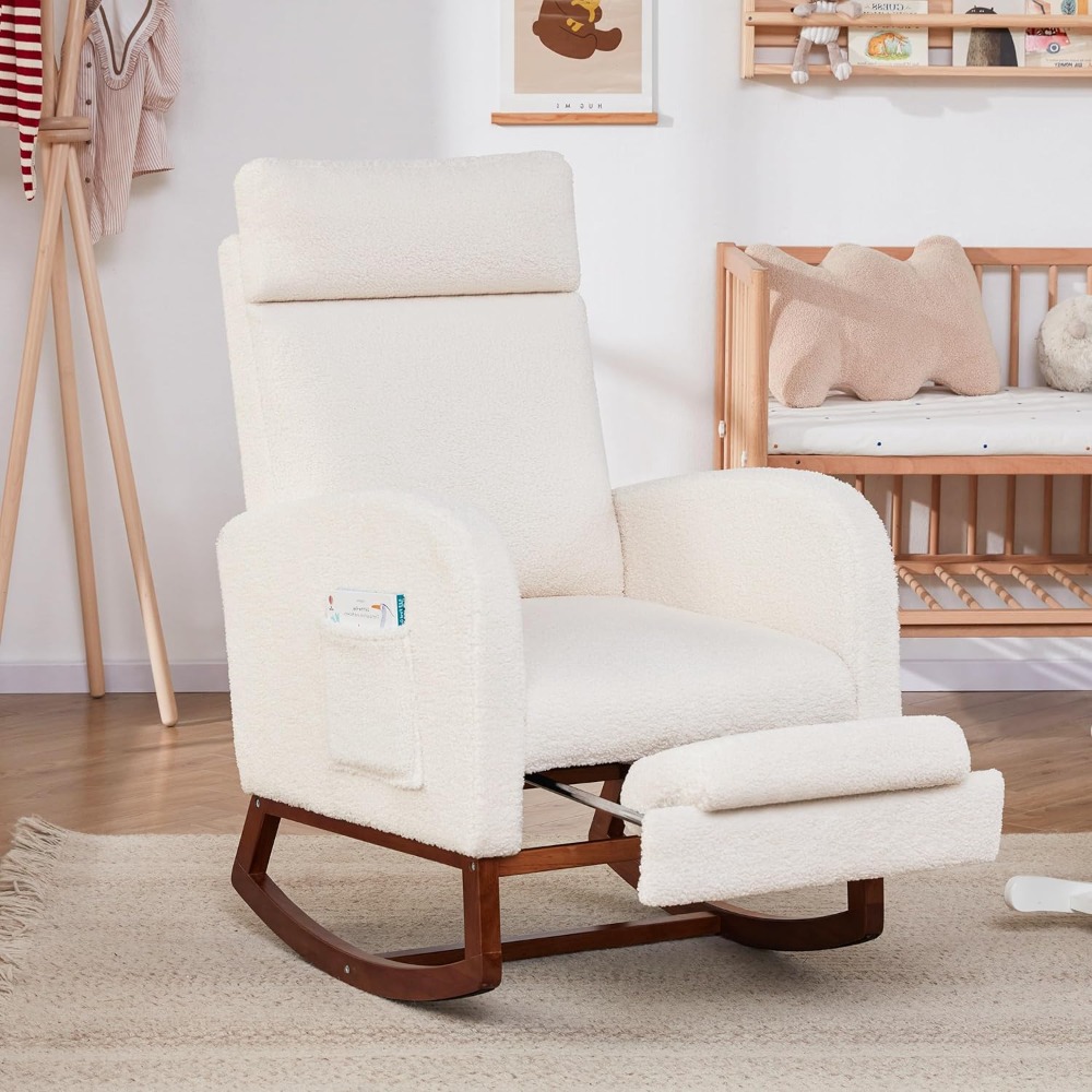 Baby Nursery Glider Chair - Sallanan Sandalye Yüksek Sırtlı Kreş Koltuğu,