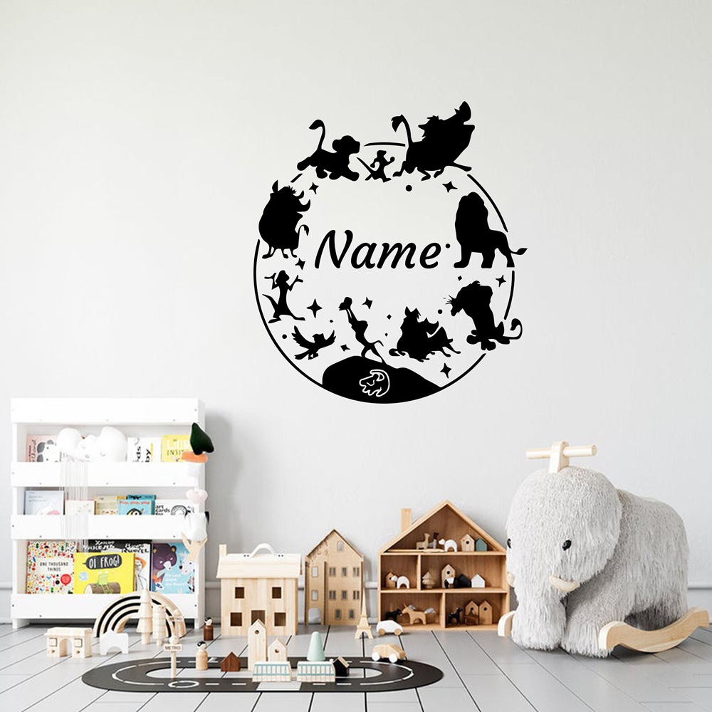 Wall Decal Nursery - 1 adet yaratıcı hayvan özelleştirilebilir metin