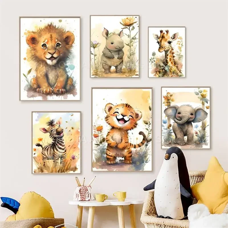 Baby Nursery Images - Suluboya Aslan Zürafa Kaplan Fil Zebra