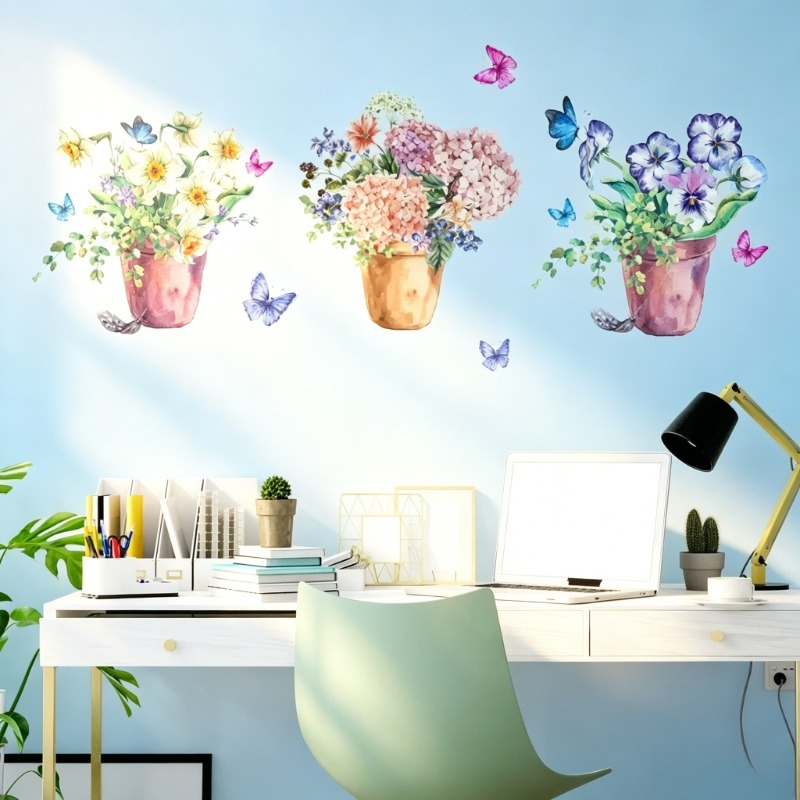 Wall Decal Nursery - Pastel Ortanca Hercai Menekşe Duvar Çıkartmaları