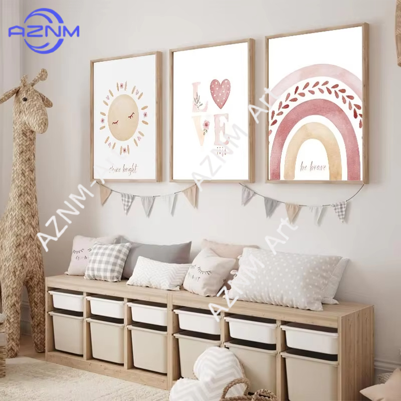 Baby Nursery Wall Art - 1 adet/3 adet stil gökkuşağı serisi