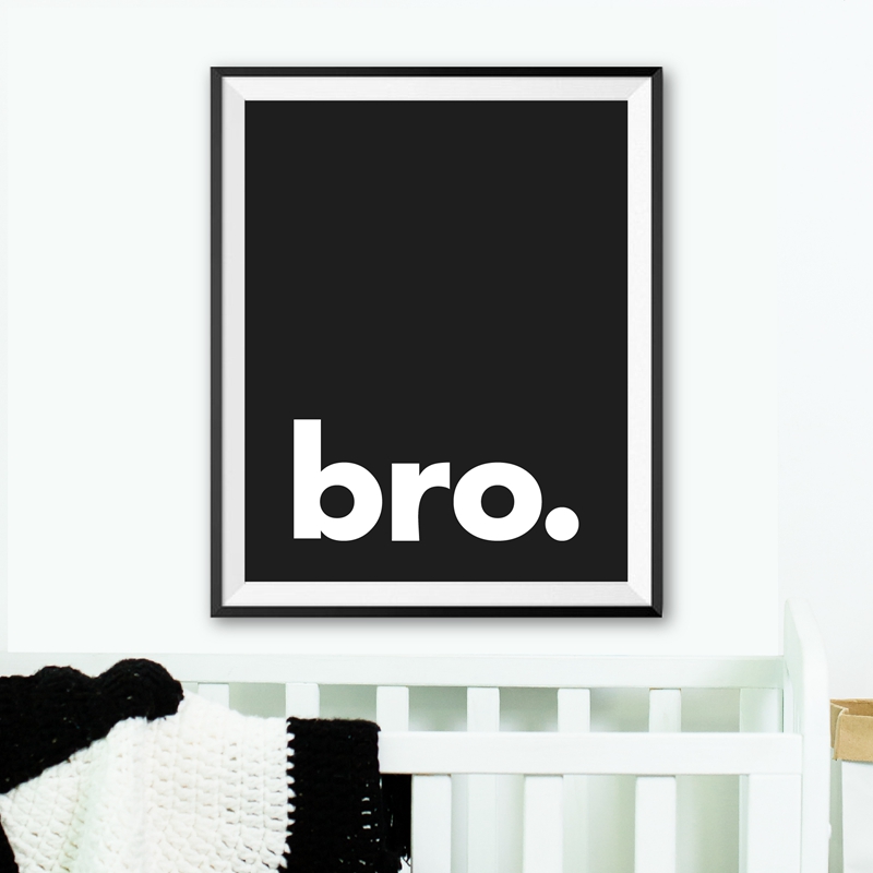 Baby Nursery Letters - Bro. Baskı Minimalist tipografi posteri siyah