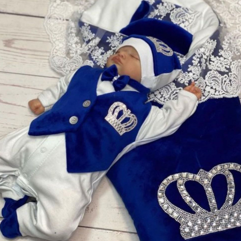 Baby Nursery Outfits - Kraliyet Mavi Kadife Bebek Romper Kıyafetler