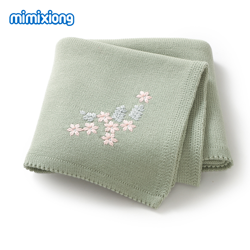 Baby Nursery Embroidery - Moda Çiçek İşlemeli Bebek Battaniyeleri 90*70