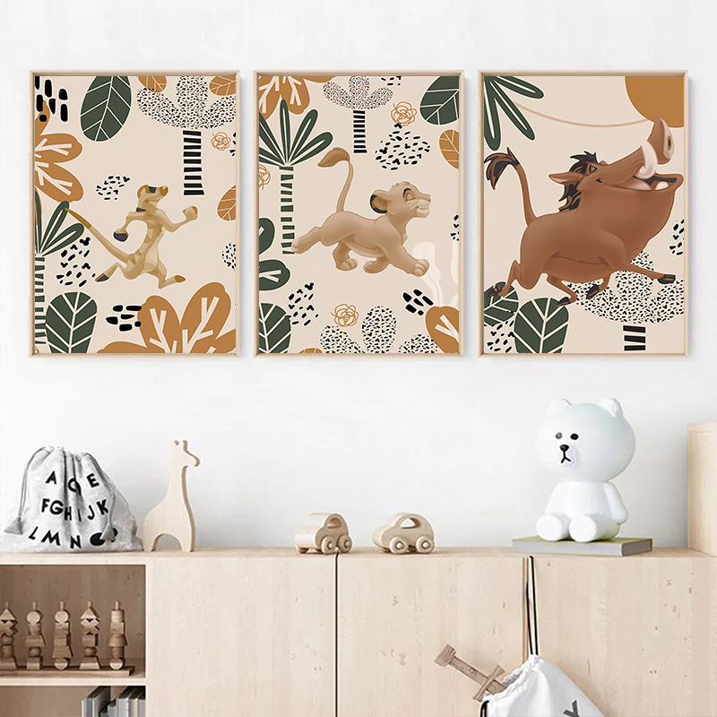Baby Nursery Images - Çocuk Aslan Kral Boho Posterler ve