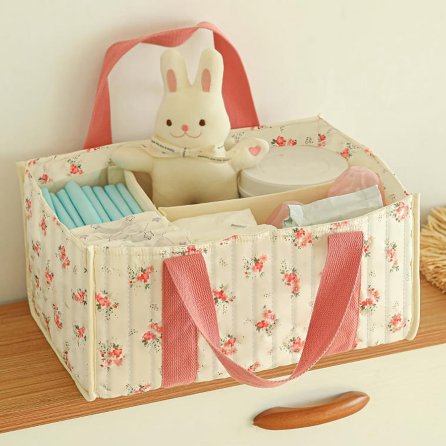 Baby Nursery Essentials - Çiçek Desenli Bebek Bezi Düzenleyici, Bölmeli