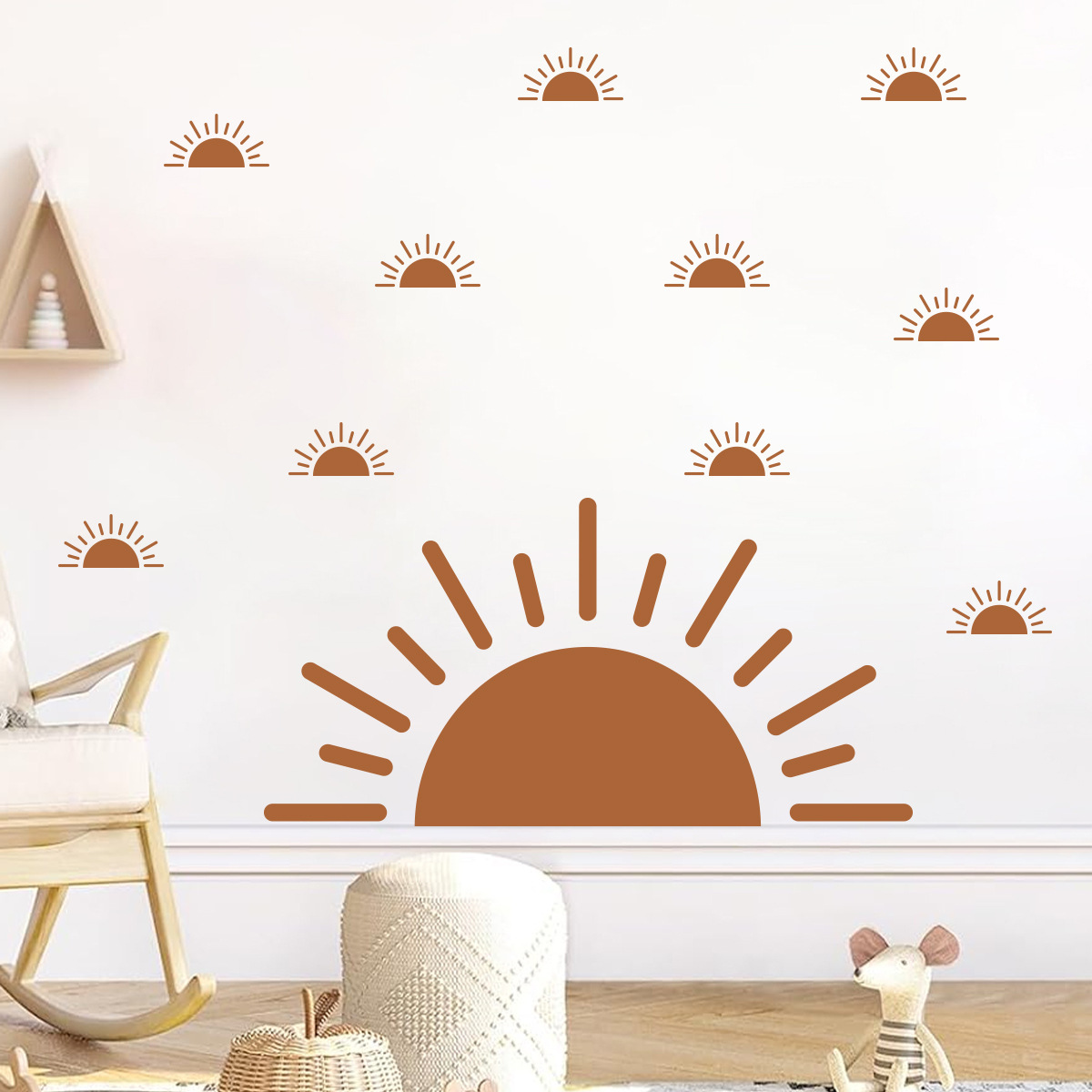 Baby Nursery Vinyl Wall Stickers - Boho Yarım Güneş Duvar Sticker Kabuğu