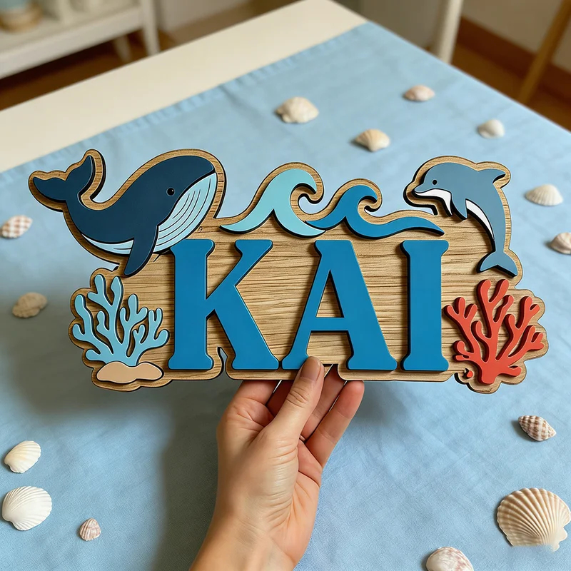 Okyanus Balinası Yunus Temalı  - Baby Nursery Name Wall Art incelemesi ve fiyatı