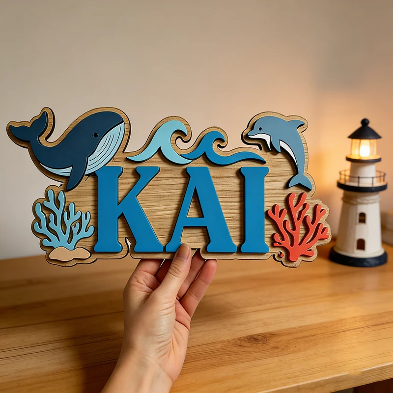 Okyanus Balinası Yunus Temalı  - Baby Nursery Name Wall Art incelemesi ve fiyatı