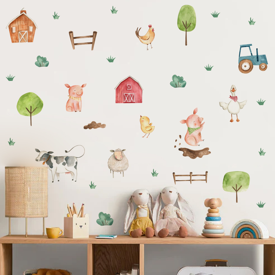 Boho suluboya sevimli çiftlik  - Baby Nursery Wall Mural incelemesi ve fiyatı
