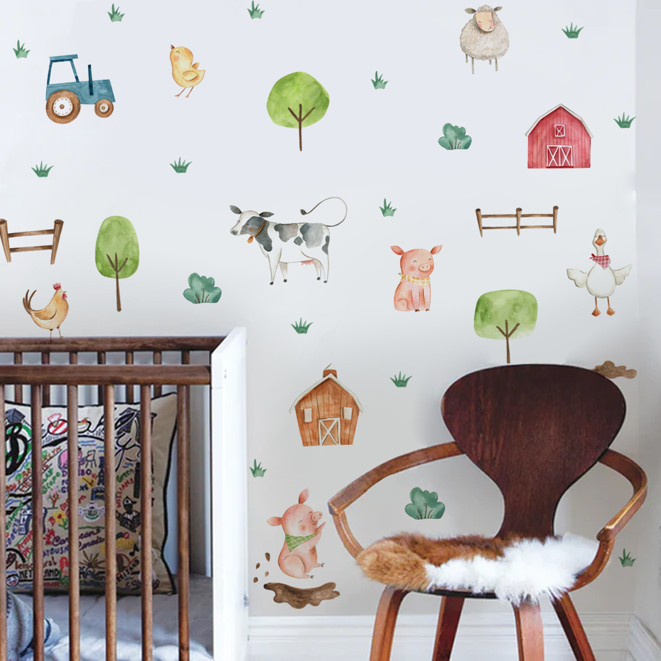 Boho suluboya sevimli çiftlik  - Baby Nursery Wall Mural incelemesi ve fiyatı