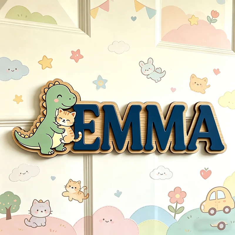 Sevimli Dinozor Kedi Sarıyor Ö - Baby Nursery Name Wall Art incelemesi ve fiyatı