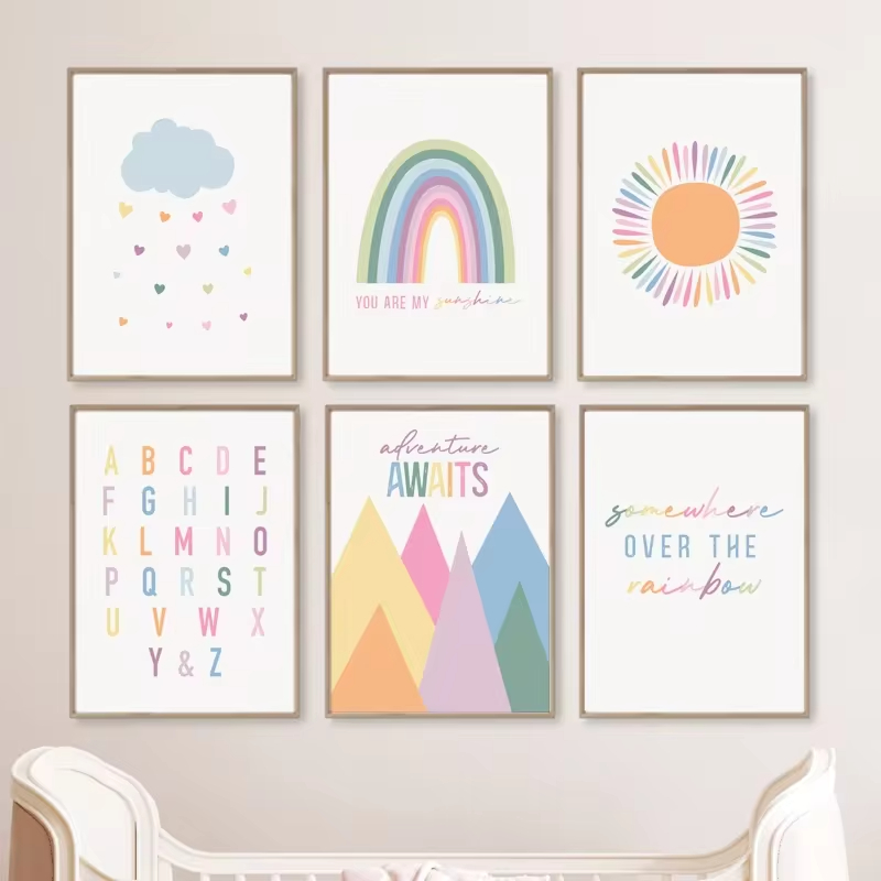 Boho ABC gökkuşağı güneş bulut - Baby Nursery Letters incelemesi ve fiyatı