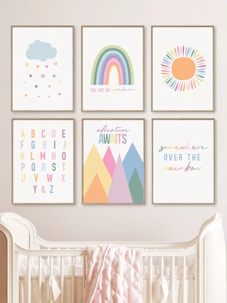 Boho ABC gökkuşağı güneş bulut - Baby Nursery Letters incelemesi ve fiyatı
