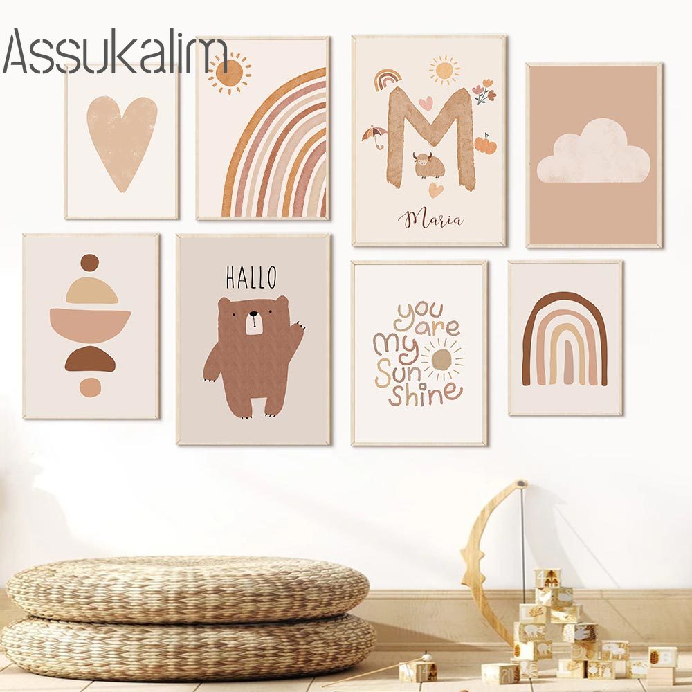 Boho duvar sanatı bej tuval Po - Baby Nursery Name Wall Art incelemesi ve fiyatı
