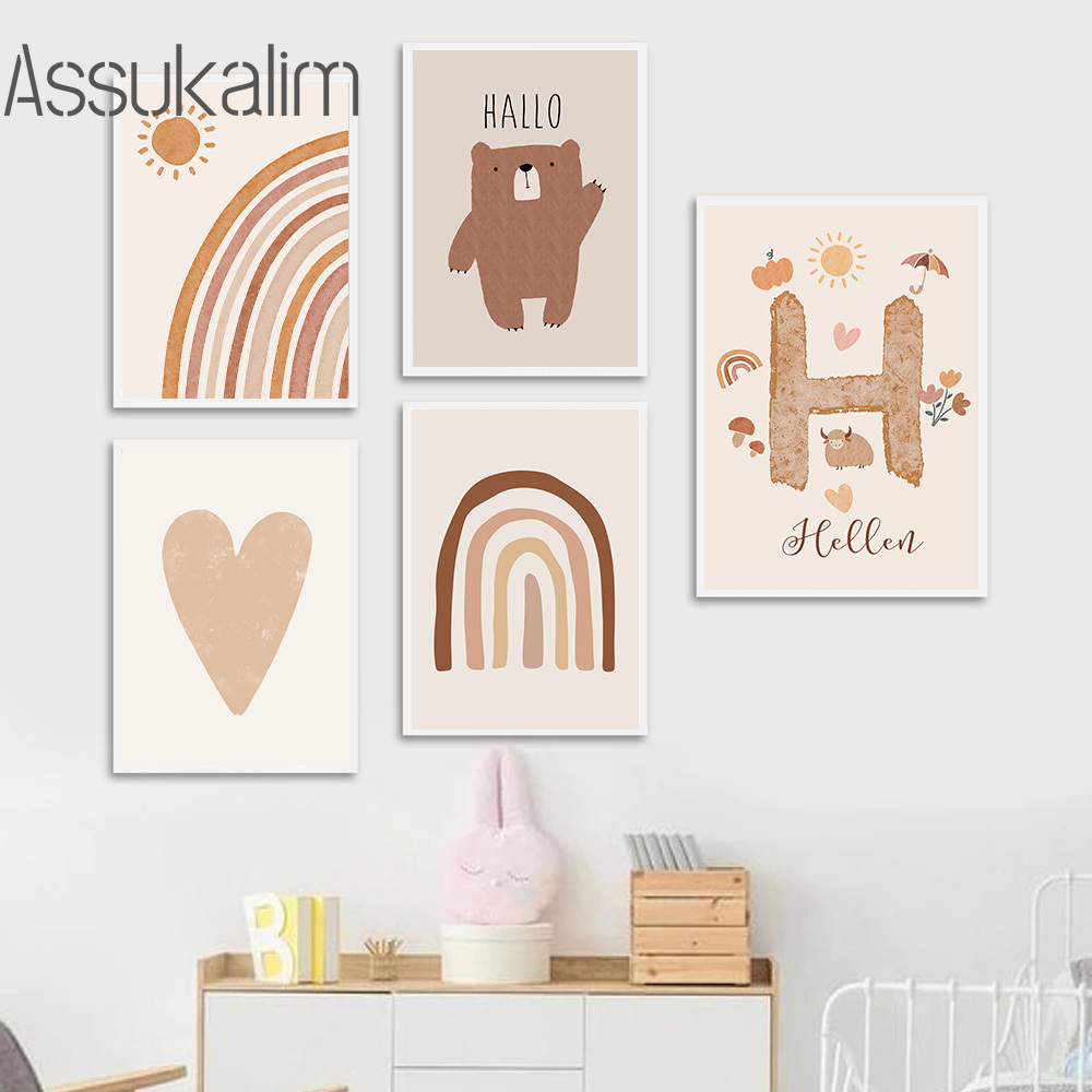 Boho duvar sanatı bej tuval Po - Baby Nursery Name Wall Art incelemesi ve fiyatı