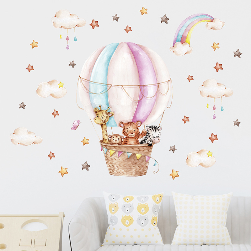 Suluboya Pembe Sıcak Hava Balo - Baby Nursery Vinyl Wall Stickers incelemesi ve fiyatı