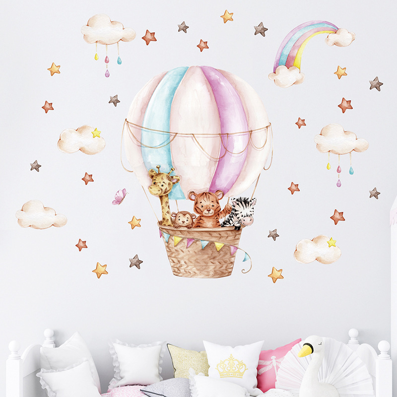 Suluboya Pembe Sıcak Hava Balo - Baby Nursery Vinyl Wall Stickers incelemesi ve fiyatı