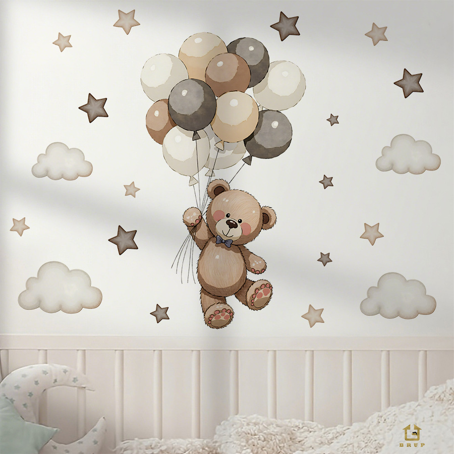 Karikatür oyuncak ayı balonlar - Baby Nursery Vinyl Wall Stickers incelemesi ve fiyatı