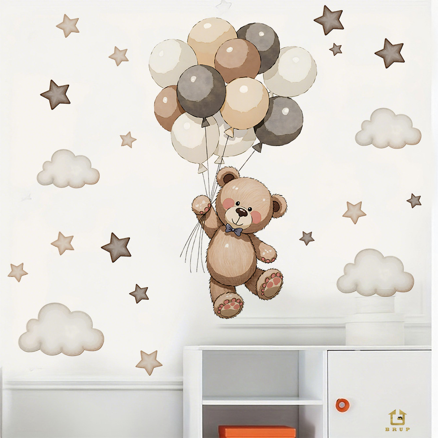 Karikatür oyuncak ayı balonlar - Baby Nursery Vinyl Wall Stickers incelemesi ve fiyatı