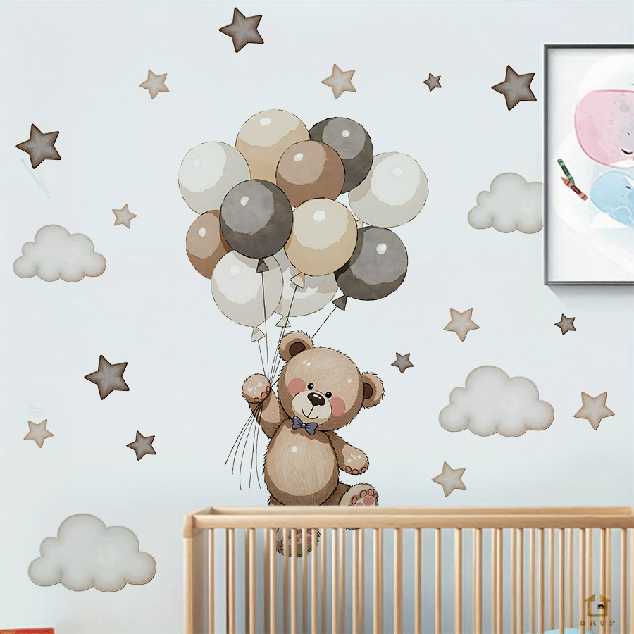 Karikatür oyuncak ayı balonlar - Baby Nursery Vinyl Wall Stickers incelemesi ve fiyatı