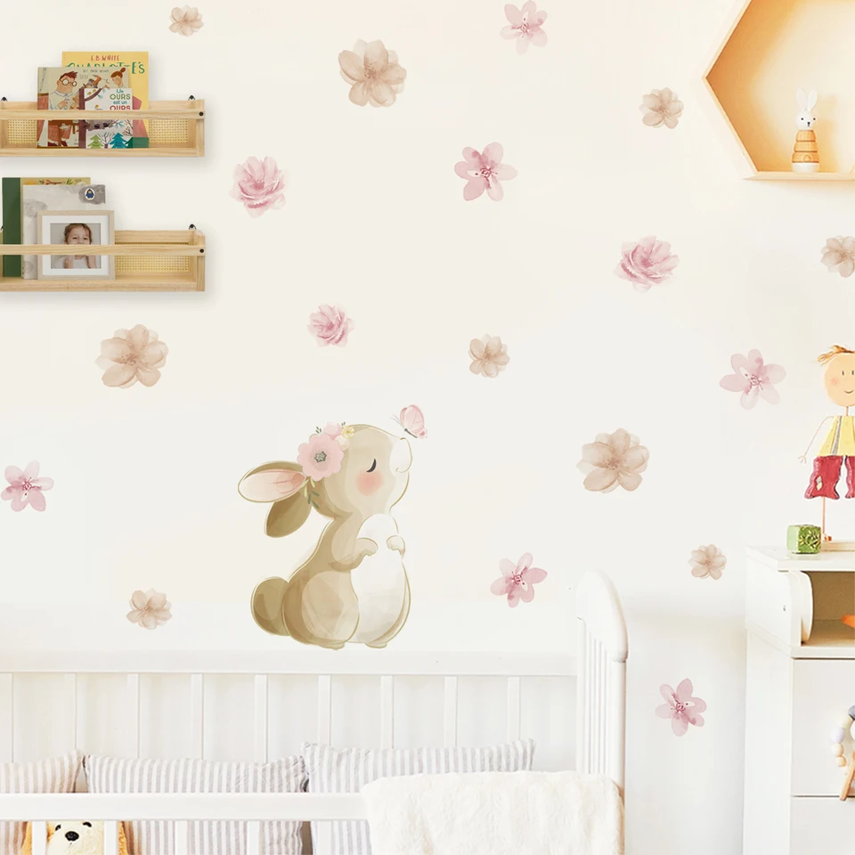 Boho Tarzı Çiçekli Tavşan Kele - Wall Decal Nursery incelemesi ve fiyatı