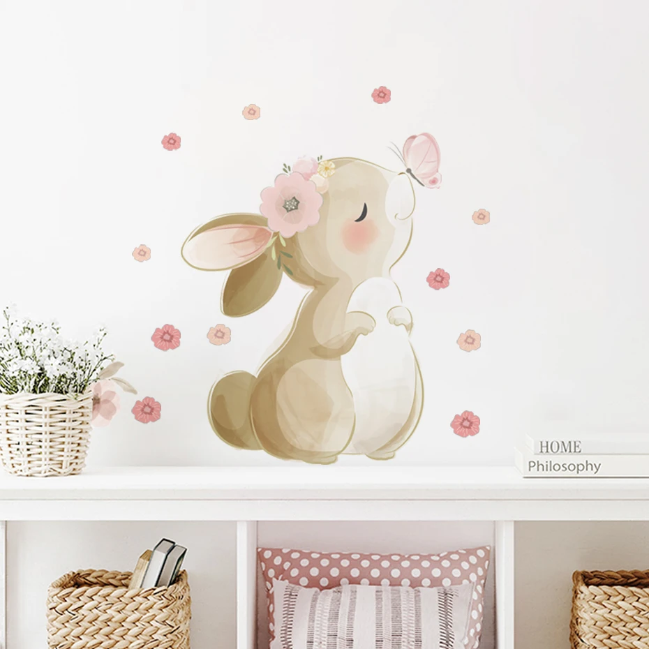 Boho Tarzı Çiçekli Tavşan Kele - Wall Decal Nursery incelemesi ve fiyatı