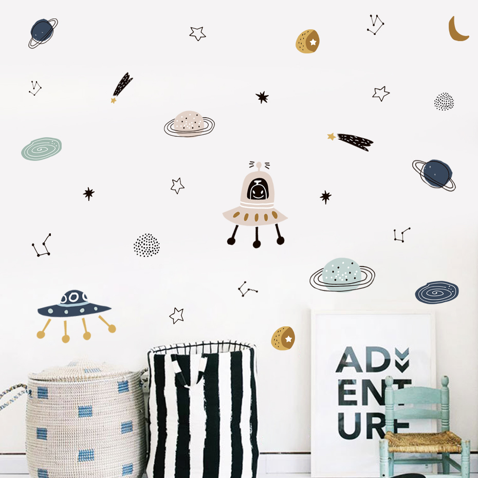 Karikatür Ufo Uzaylılar Gezege - Baby Nursery Vinyl Wall Stickers incelemesi ve fiyatı