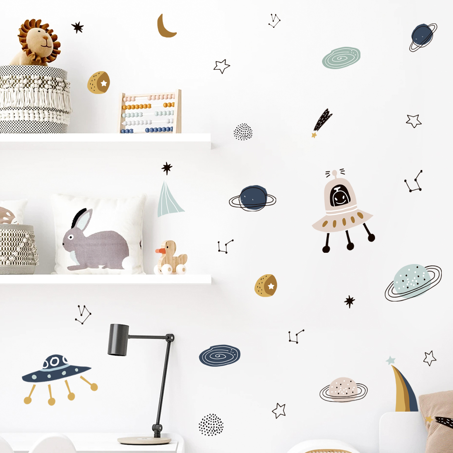 Karikatür Ufo Uzaylılar Gezege - Baby Nursery Vinyl Wall Stickers incelemesi ve fiyatı