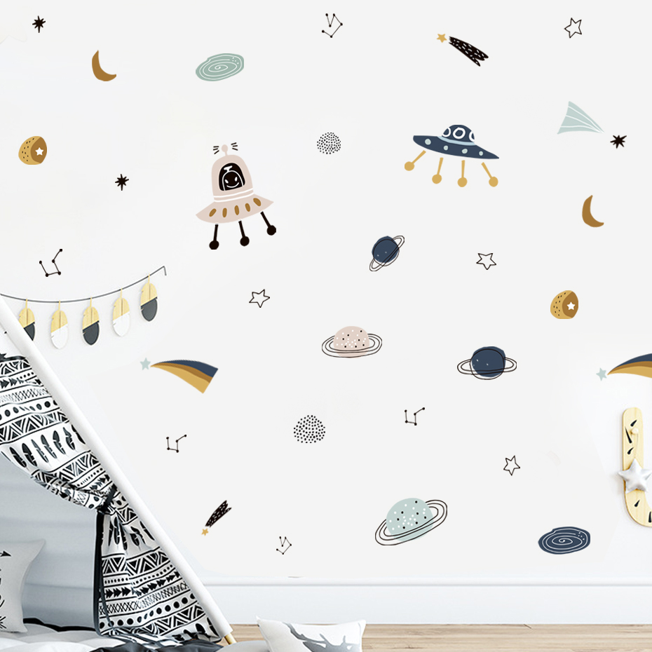 Karikatür Ufo Uzaylılar Gezege - Baby Nursery Vinyl Wall Stickers incelemesi ve fiyatı