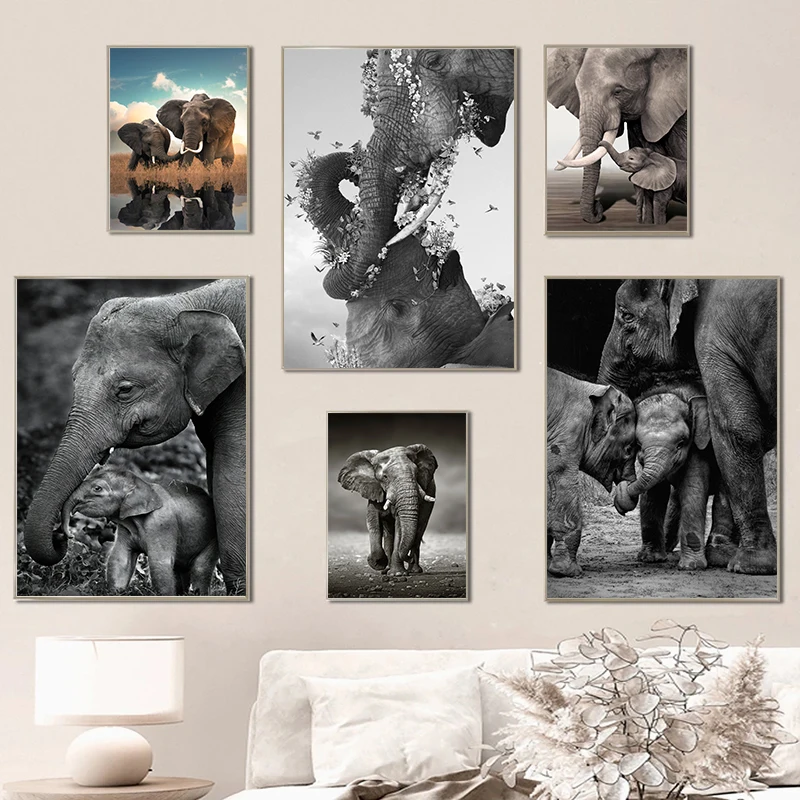 Yaban hayatı fil aile posterle - Baby Nursery Images incelemesi ve fiyatı