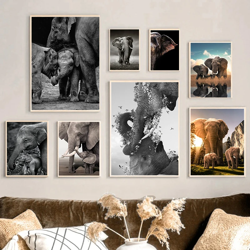Yaban hayatı fil aile posterle - Baby Nursery Images incelemesi ve fiyatı