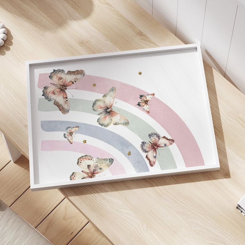 Pembe Gökkuşağı Kelebek Özel B - Baby Nursery Name Wall Art incelemesi ve fiyatı