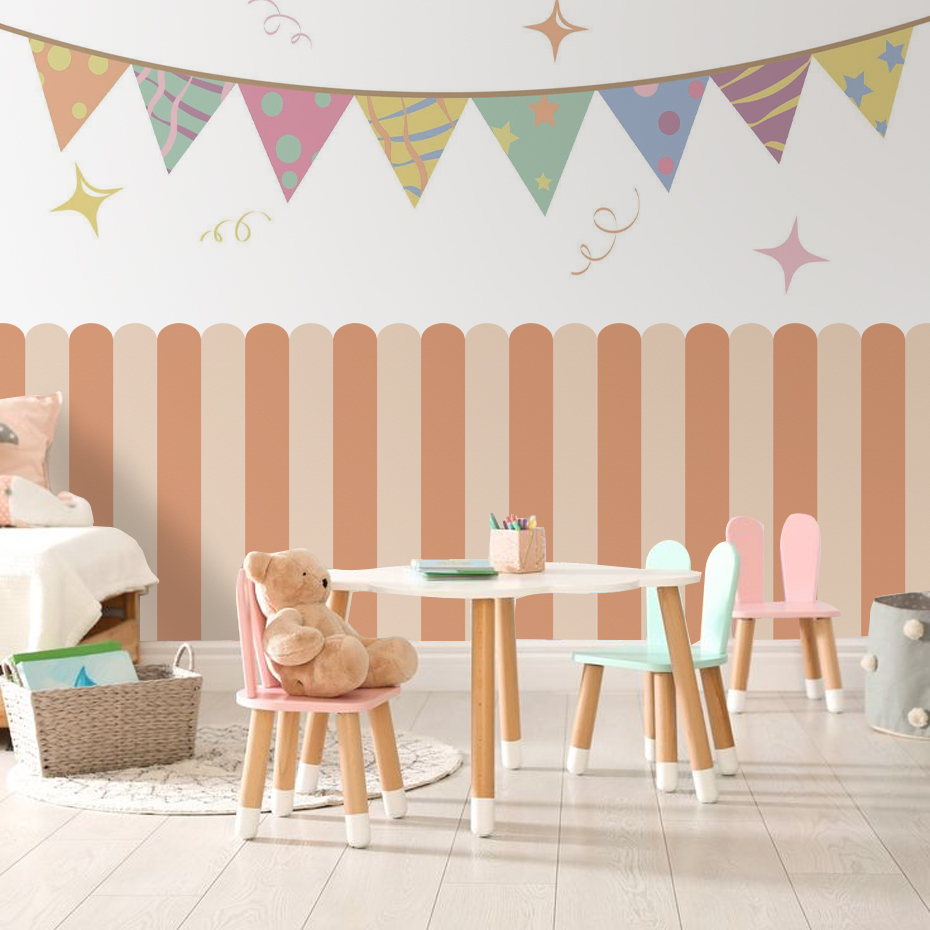 Çok renkli Dikey Çizgili Ark D - Wall Decal Nursery incelemesi ve fiyatı