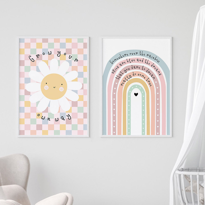Güneş çiçek gökkuşağı bulut ka - Baby Nursery Wall Art incelemesi ve fiyatı