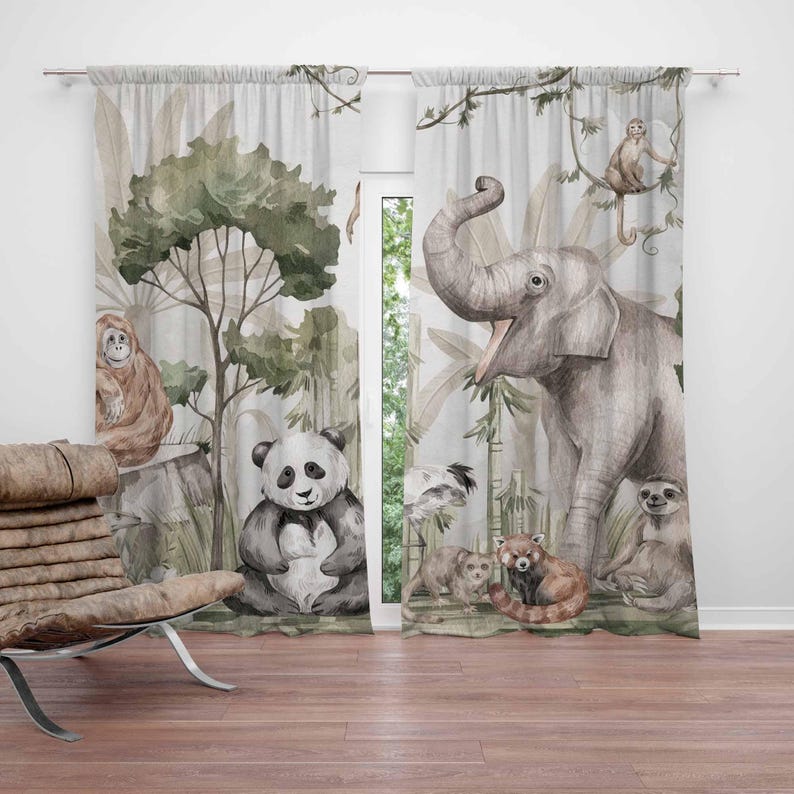 Safari Hayvanları Perdeleri Ço - Baby Nursery Youtube incelemesi ve fiyatı