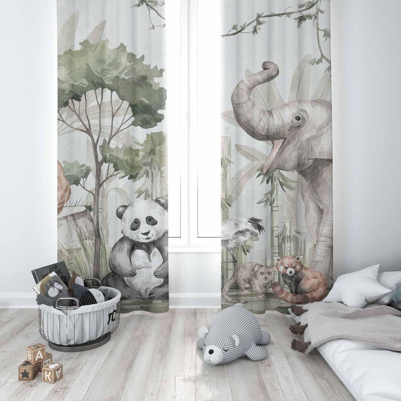 Safari Hayvanları Perdeleri Ço - Baby Nursery Youtube incelemesi ve fiyatı